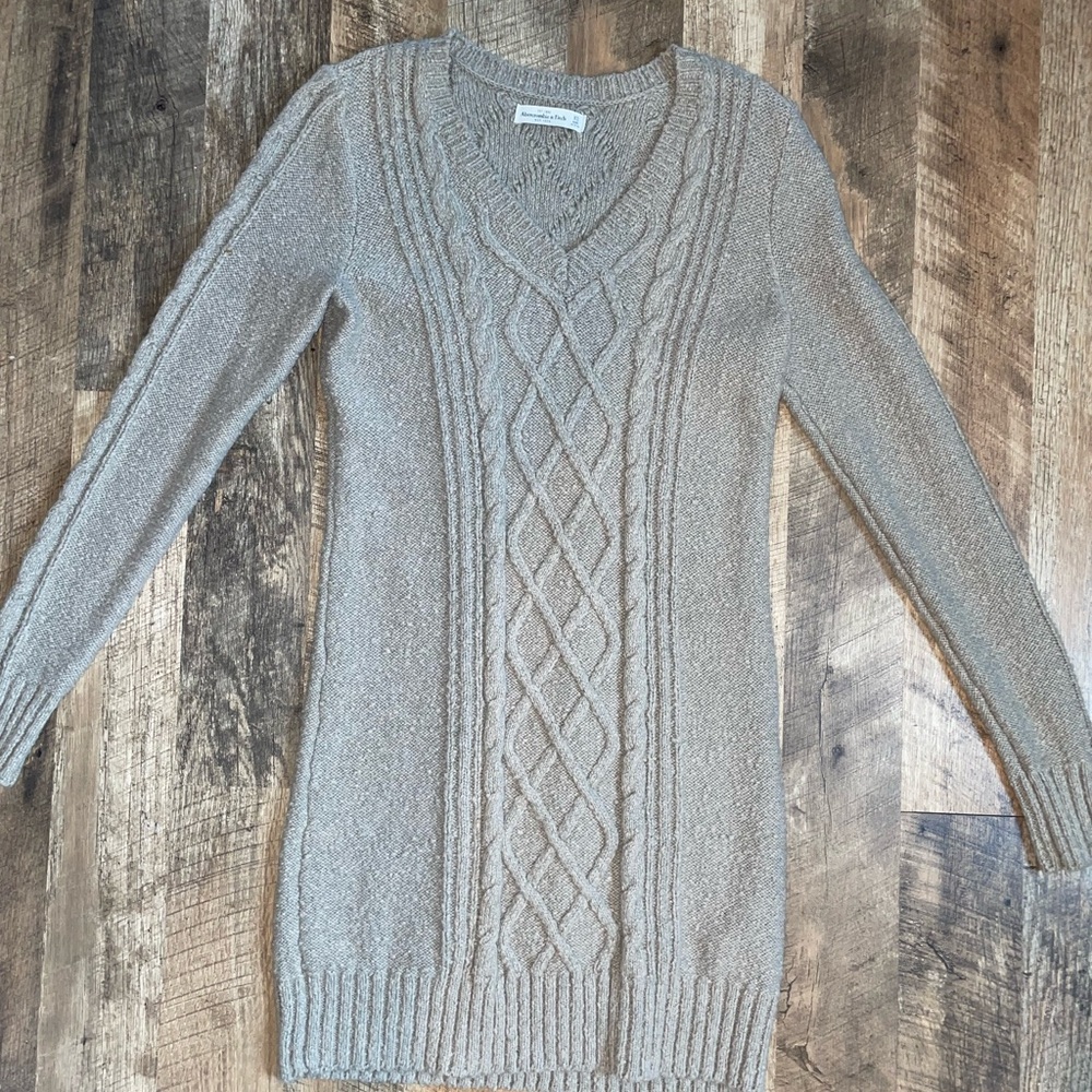 Abercrombie & Fitch Tan V-Neck Sweater Dress